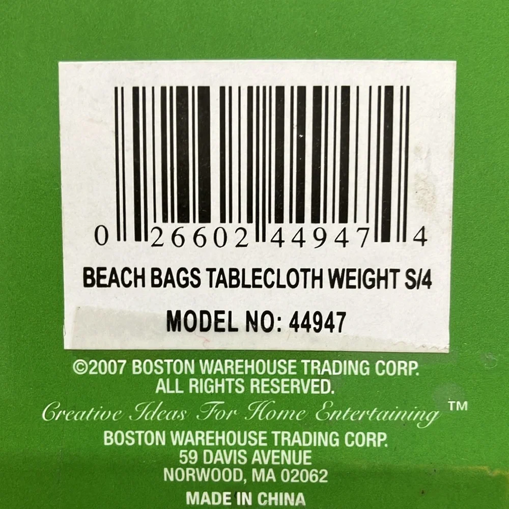 BEACH BAG TABLECLOTH WEIGHTS (4) BY BOSTON TRADING CORP 2007 - UNUSED-NWT-